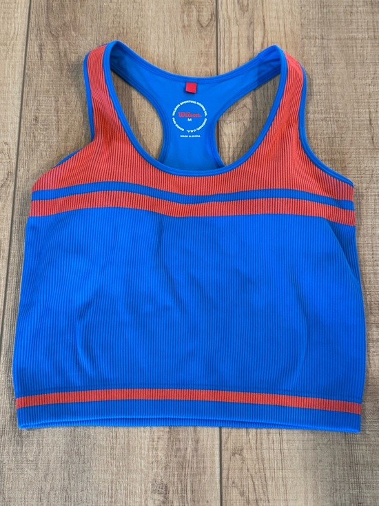 Wilson Other - Wilson Seamless Ribbed Racerback Sports Bra Tank Top Blue Orange Size M NWOT